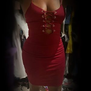 Spaghetti strap lace up dress.